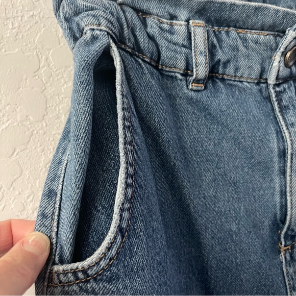 Zara Woman’s Paper Bag Denim Jeans Blue Wash Size:2 Preloved - Picture 6 of 12